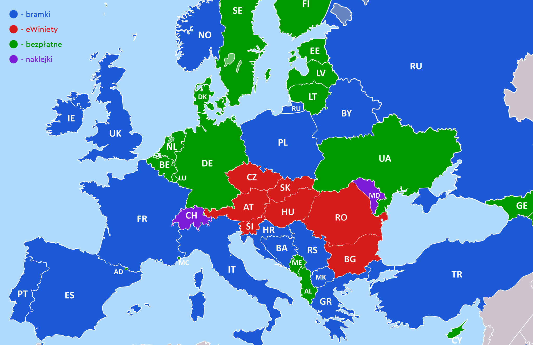 Winiety mapa Europy